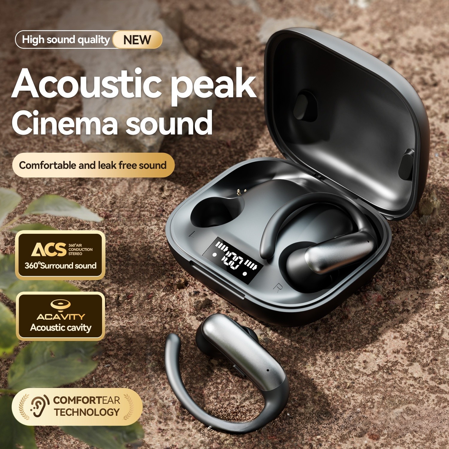 Wireless Air Conduction Earbuds with LED Charging Case Model#M144OWS