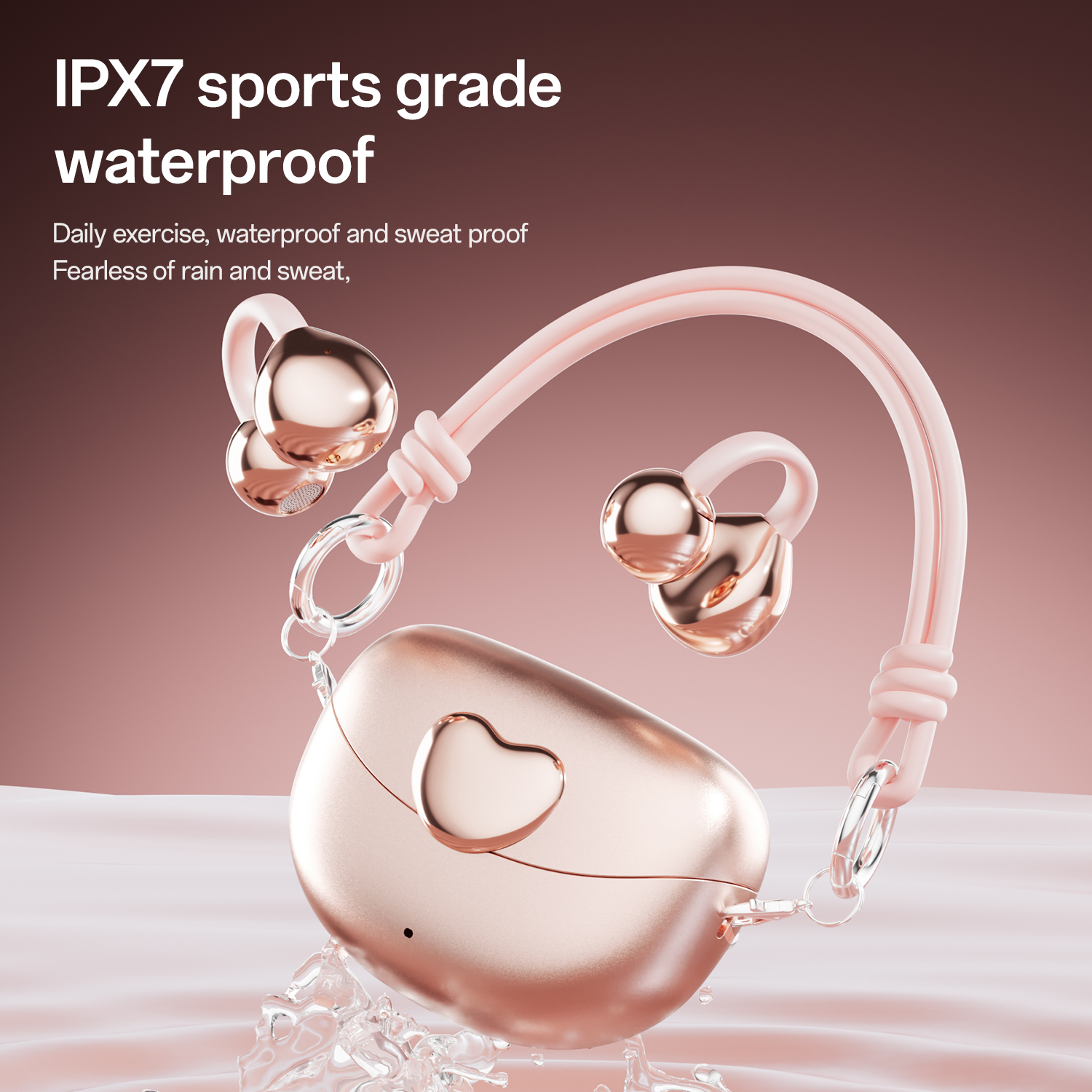 Open-Ear Wireless TWS Earbuds with Heart-Shaped Charging Case Model#M106