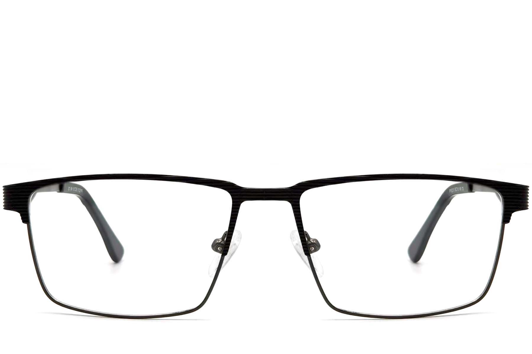 BS2425-0350_Black_Rectangular_Metal_Glasses_front