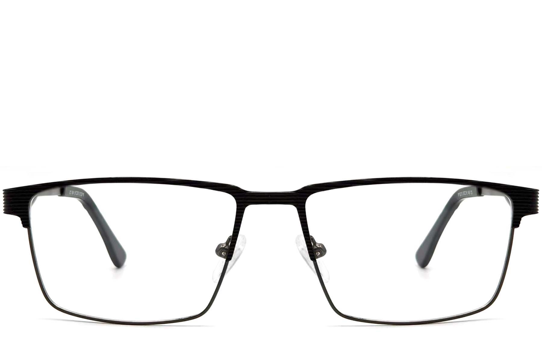 BS2425-0350_Black_Rectangular_Metal_Glasses_front