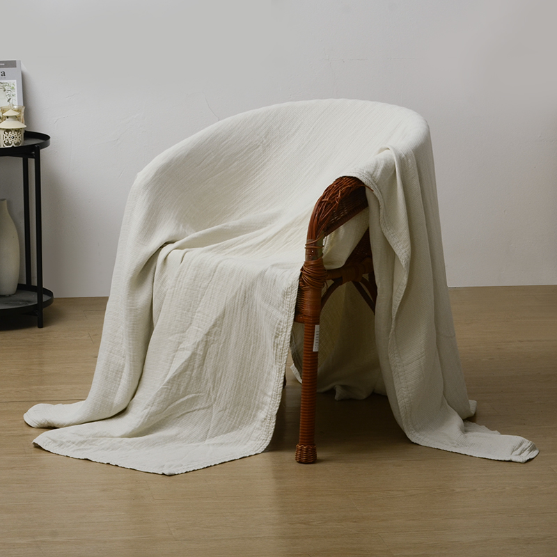 Thickened Lyocell Cotton Linen Blend Machine Washable Breathable Soft Throw Blanket