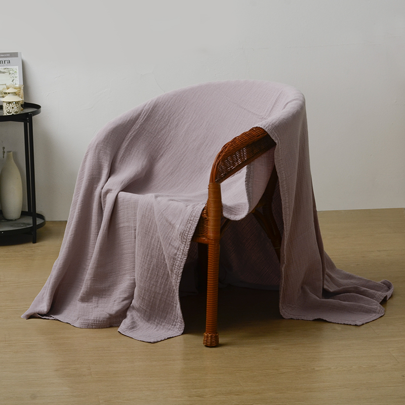 Thickened Lyocell Cotton Linen Blend Machine Washable Breathable Soft Throw Blanket