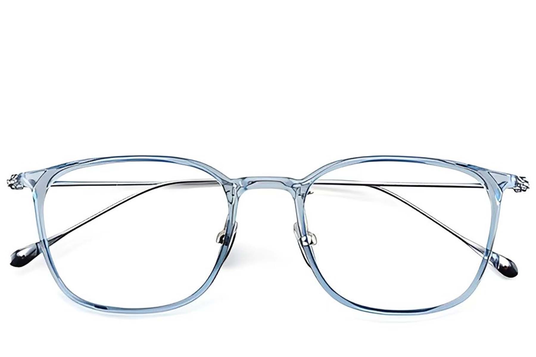 BS1913-0395_Blue_Rectangular_Titanium_Glasses_front