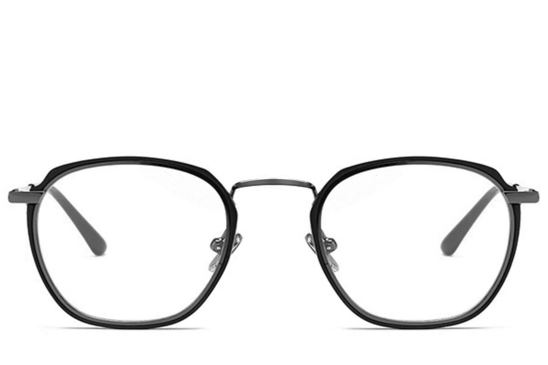 BS0406-0048_Black_Rectangular_Metal_Glasses_front