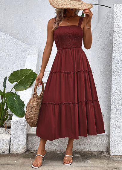 Tiered Smocked Midi Sundress