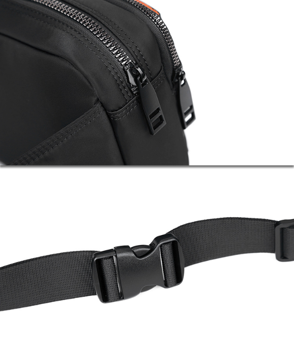 Sleek Black Crossbody Chest Bag - Modern Utility Pouch