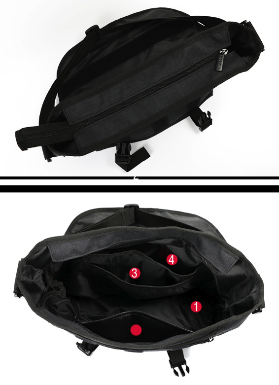 Unisex Black Casual Messenger Bag