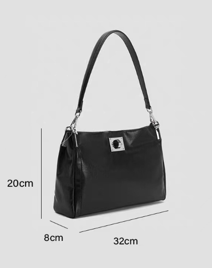 Chic Faux Leather Shoulder Bag with Turn-Lock Closure