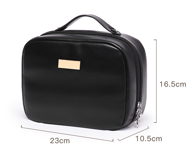 Travel Makeup Bag with Clear Compartments & Brush Holder