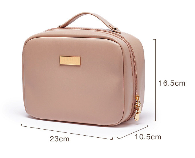 Travel Makeup Bag with Clear Compartments & Brush Holder