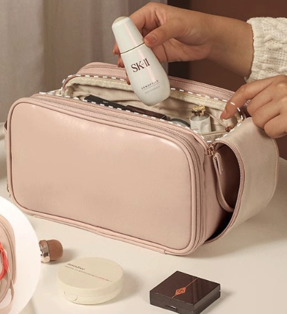 Travel Makeup Bag Organizer - Multi-Compartment Cosmetic Pouch