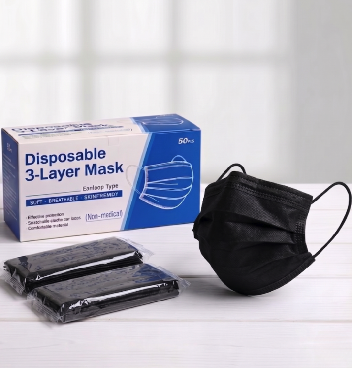 Masques faciaux jetables anti-virus 3 couches pour adultes, efficacité de filtration bactérienne (EFB) ≥ 95 %, boîte de 50 masques emballés individuellement