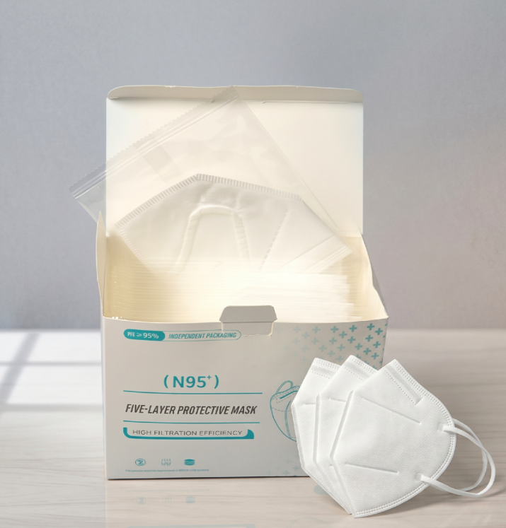 N95 antivirale gezichtsmaskers voor volwassenen, 5-laags bescherming, 3D industrieel stofwerend, 25 stuks per doos, individueel verpakt.
