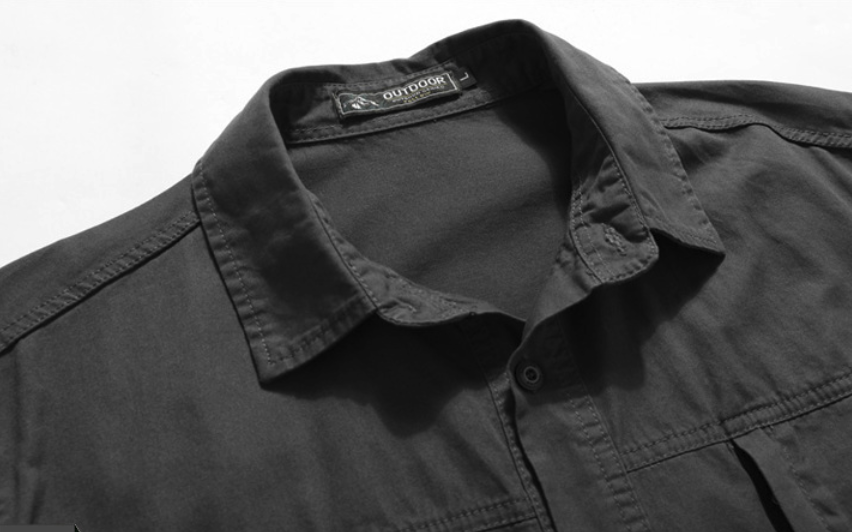 Men's Outdoor Tactical Short Sleeve Shirt with Hidden Chest Pockets