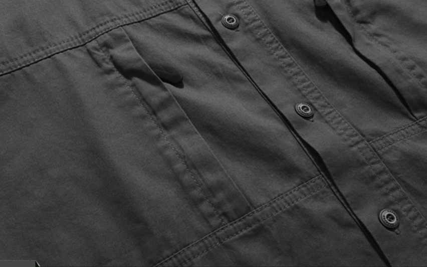Men's Outdoor Tactical Short Sleeve Shirt with Hidden Chest Pockets