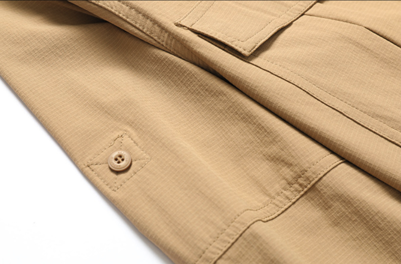 Men's Outdoor Tactical Long Sleeve Shirt with Hidden Zipped Pockets
