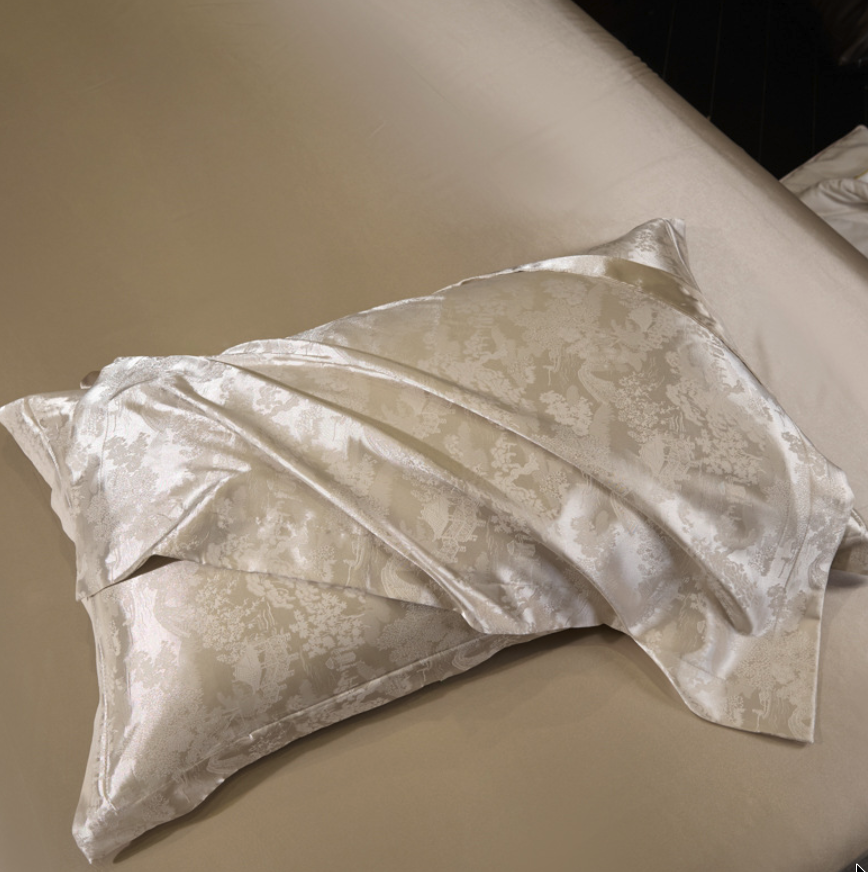 Luxury Jacquard Silk Bedding 4-Piece Set - Premium Home Collection