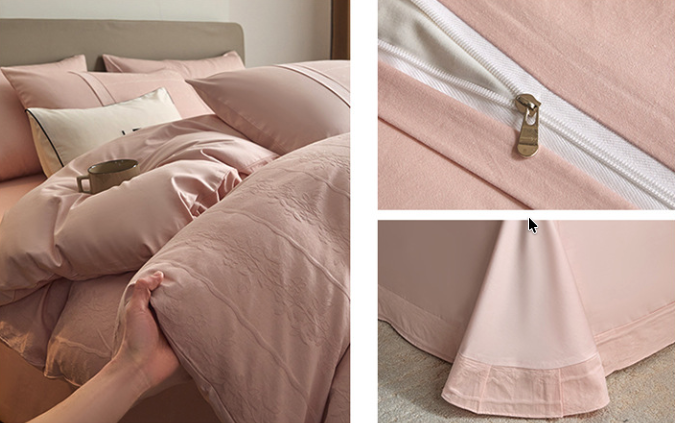 Luxury Embroidered 4-Piece Bedding Set - Soft 100S Cotton Duvet Cover
