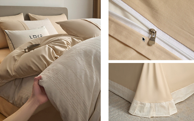 Luxury Embroidered 4-Piece Bedding Set - Soft 100S Cotton Duvet Cover