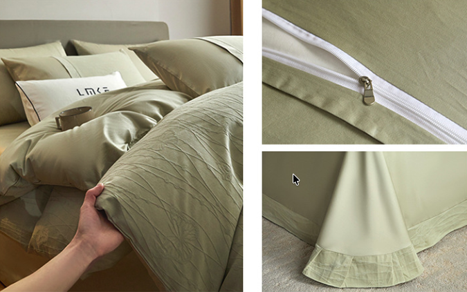 Luxury Embroidered 4-Piece Bedding Set - Soft 100S Cotton Duvet Cover