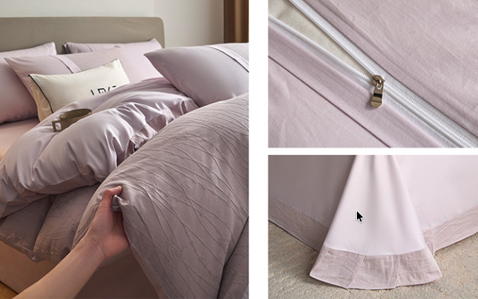 Luxury Embroidered 4-Piece Bedding Set - Soft 100S Cotton Duvet Cover