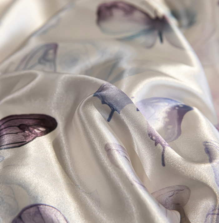 Parure de lit 4 pièces en soie de mûrier de qualité supérieure - Housse de couette imprimée de qualité supérieure