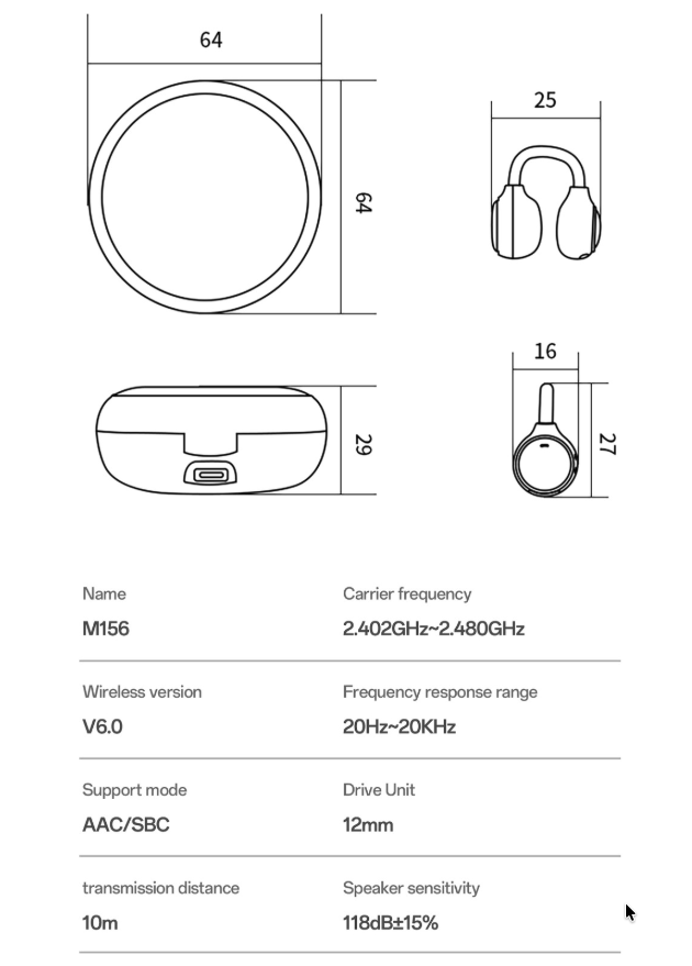 Open-Ear Wireless Spatial Audio Earbuds with 28H Battery Model#M156