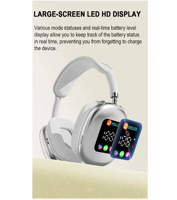 Casque Bluetooth sans fil avec affichage numérique RVB et lecteur de cartes - AKZ MAX600