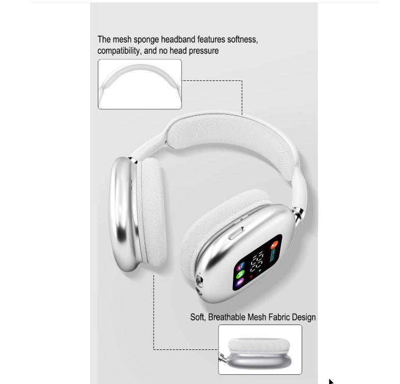 Wireless Bluetooth Headphones with RGB Digital Display & Card Reader - AKZ MAX600