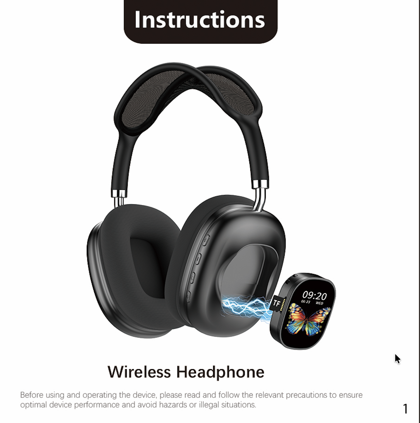Touchscreen Wireless Bluetooth Headphones - Long Battery Life - AKZMAX800