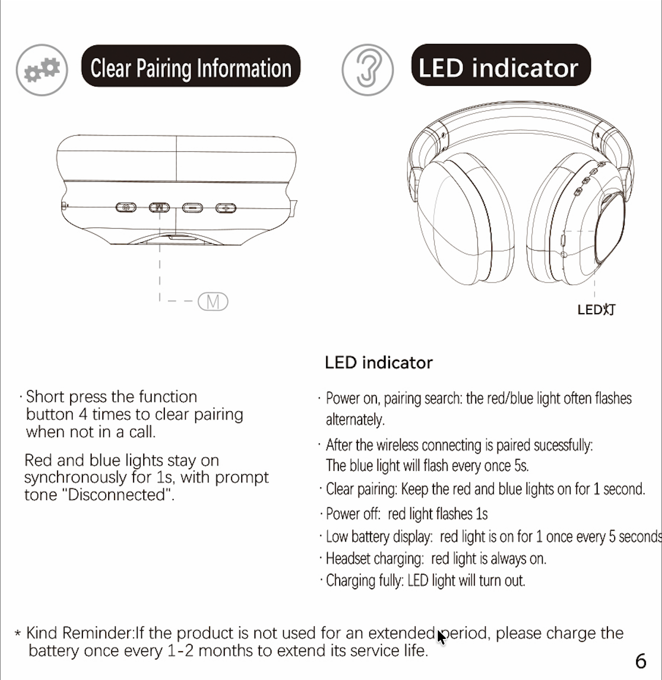 Touchscreen Wireless Bluetooth Headphones - Long Battery Life - AKZMAX800
