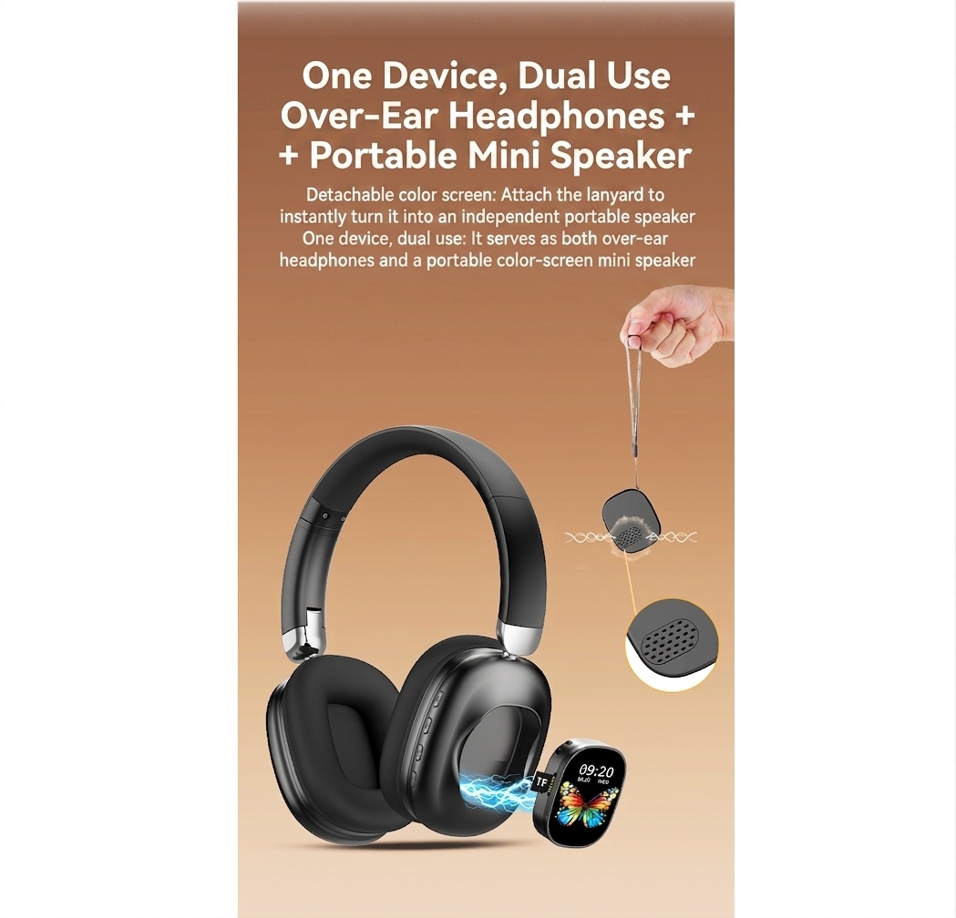 Color LCD Touchscreen Wireless Bluetooth Headphones - AKZ620BT