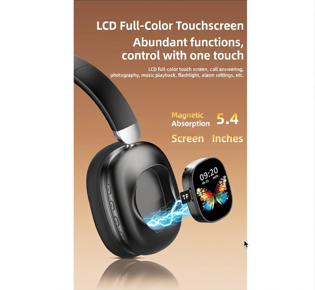 Color LCD Touchscreen Wireless Bluetooth Headphones - AKZ620BT