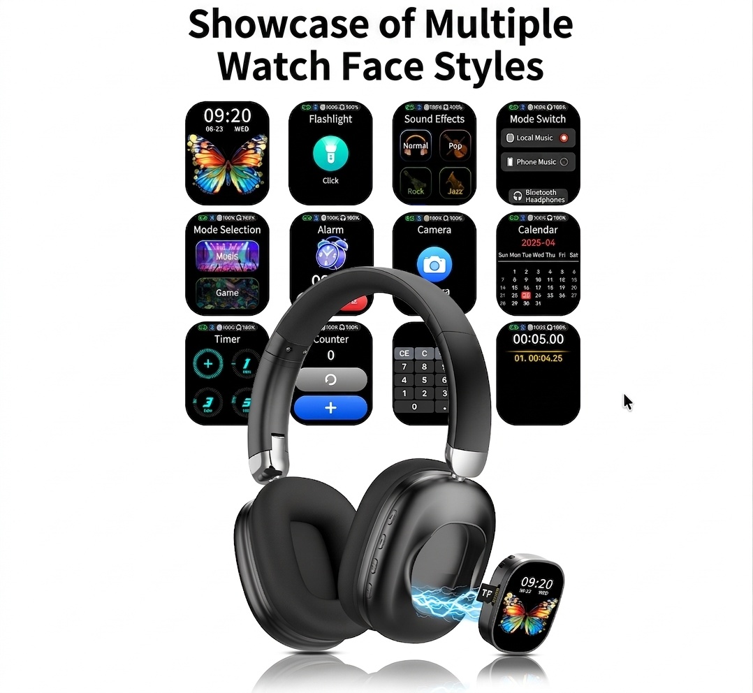 Color LCD Touchscreen Wireless Bluetooth Headphones - AKZ620BT
