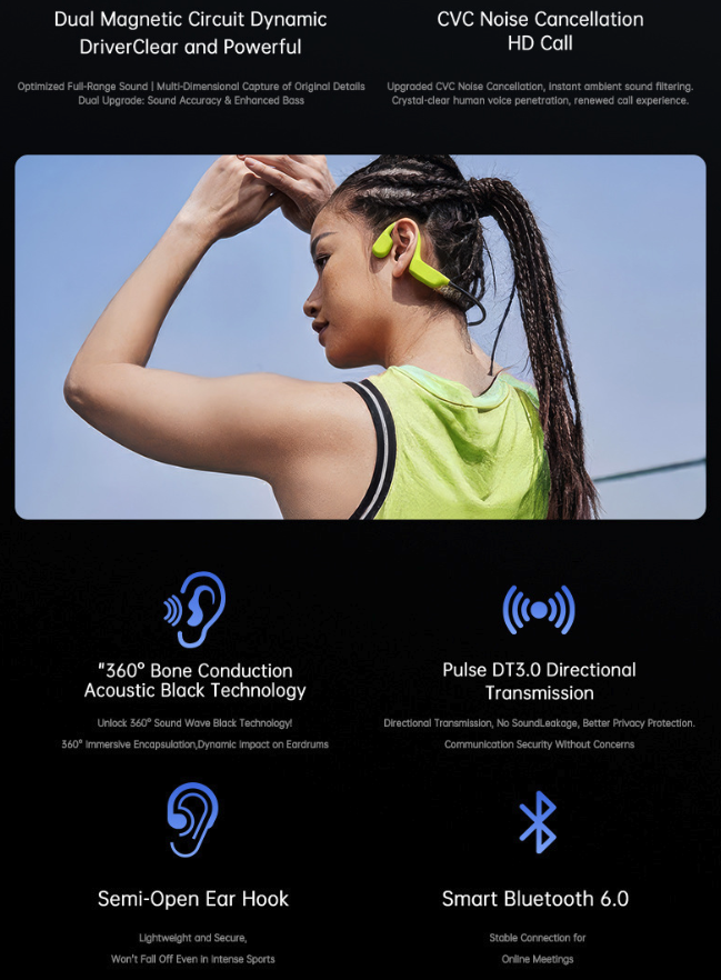 THE X5 Wireless Bone Conduction Sports Headphones Open-Ear