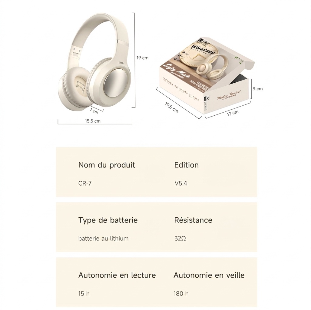 Casque sans fil Bluetooth 6.0 | Audio haute résolution et autonomie de 15 h