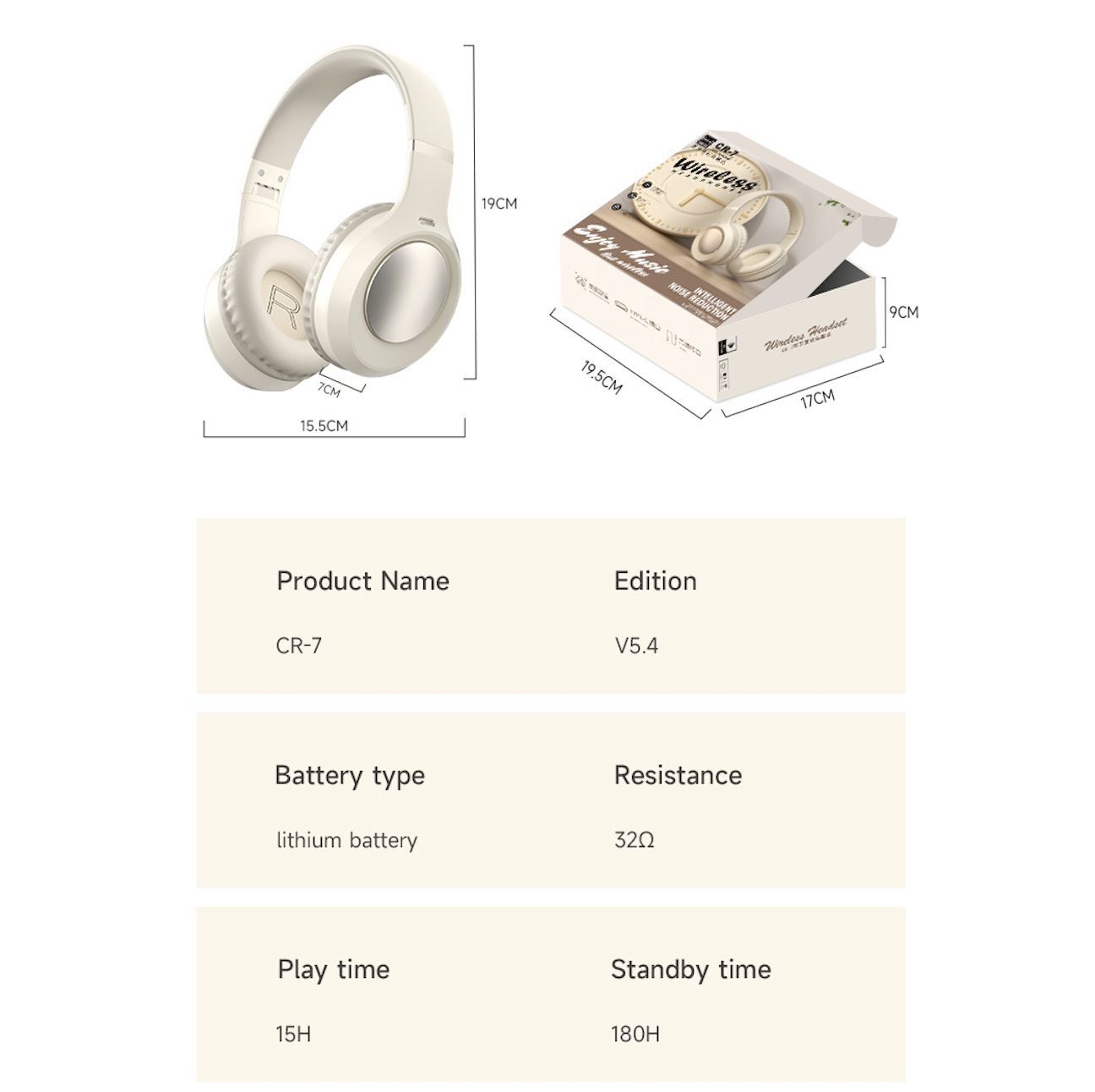 Wireless Bluetooth 6.0 Headphones | Hi-Res Audio & 15H Battery