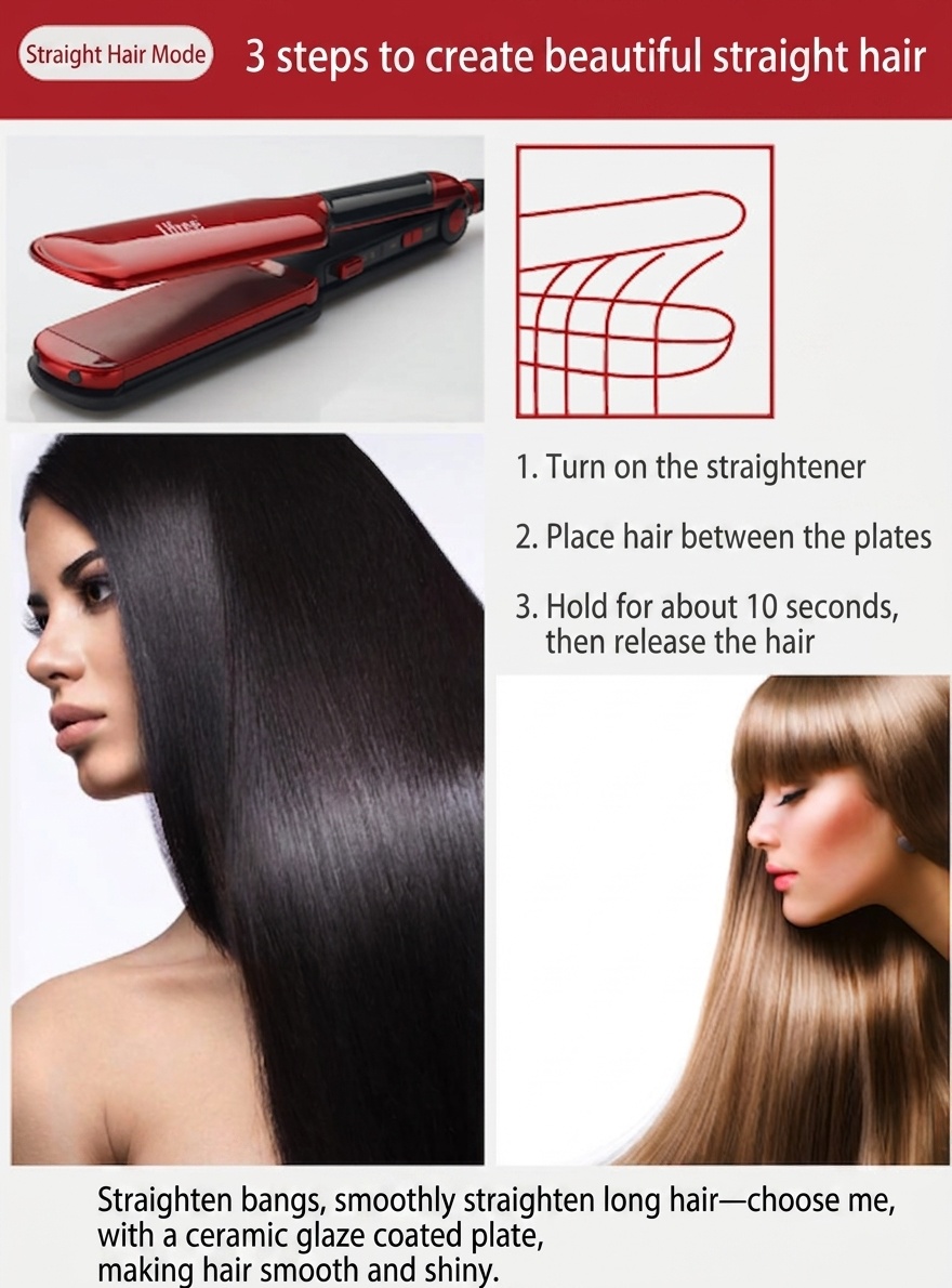 3-in-1 Hair Straightener and Curling Styling Tool for Home Use (EU Plug only)