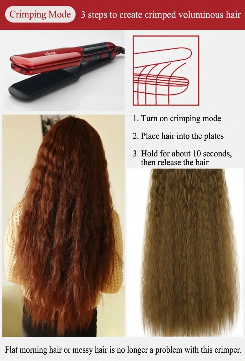 3-in-1 Hair Straightener and Curling Styling Tool for Home Use (EU Plug only)