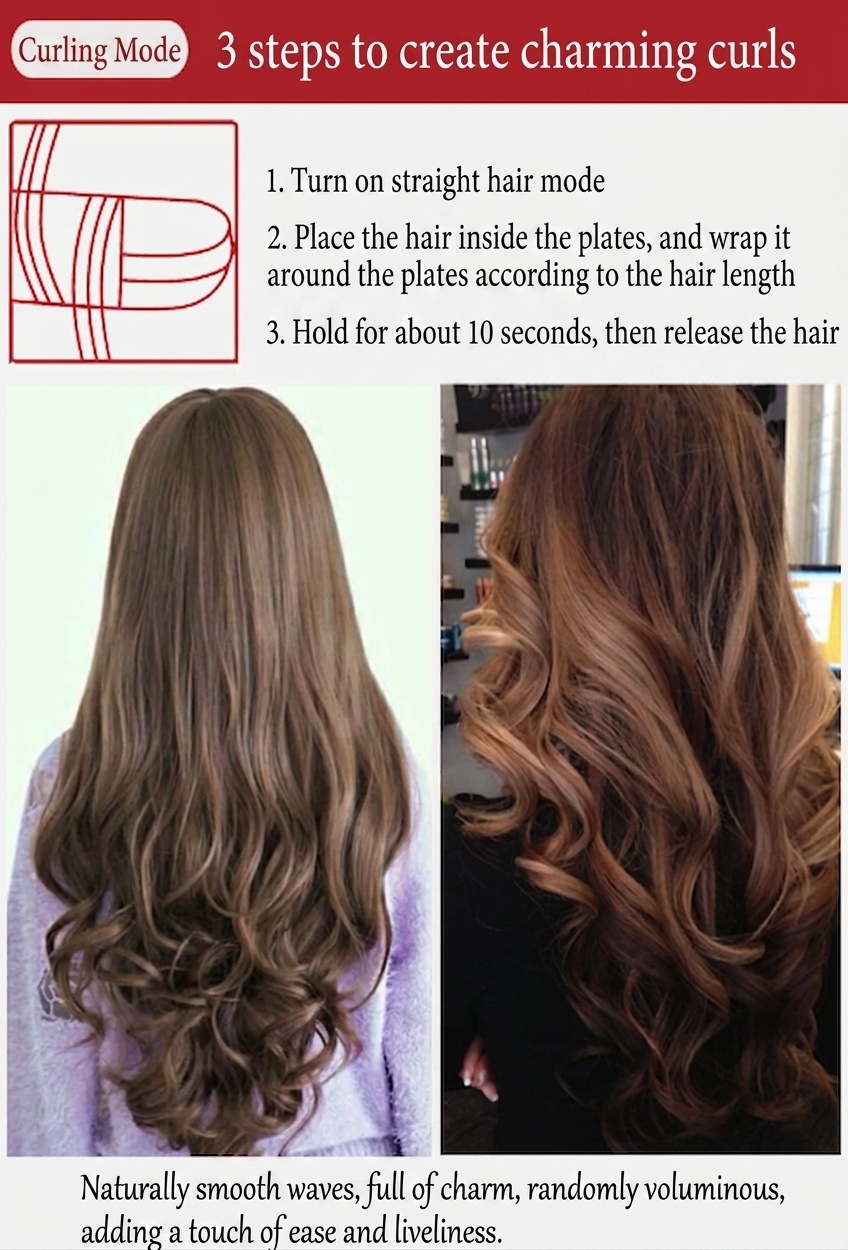 3-in-1 Hair Straightener and Curling Styling Tool for Home Use (EU Plug only)