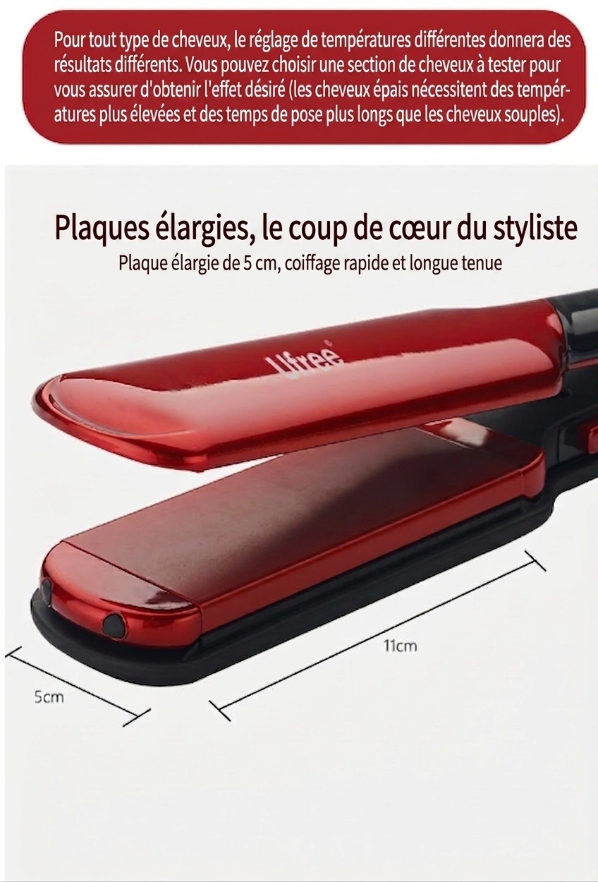 Lisseur et fer à boucler 3 en 1 pour une utilisation à domicile (prise UE uniquement)