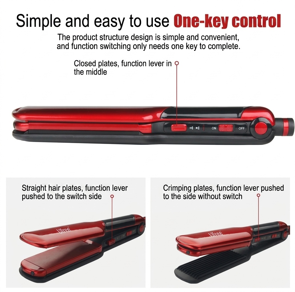 3-in-1 Hair Straightener and Curling Styling Tool for Home Use (EU Plug only)