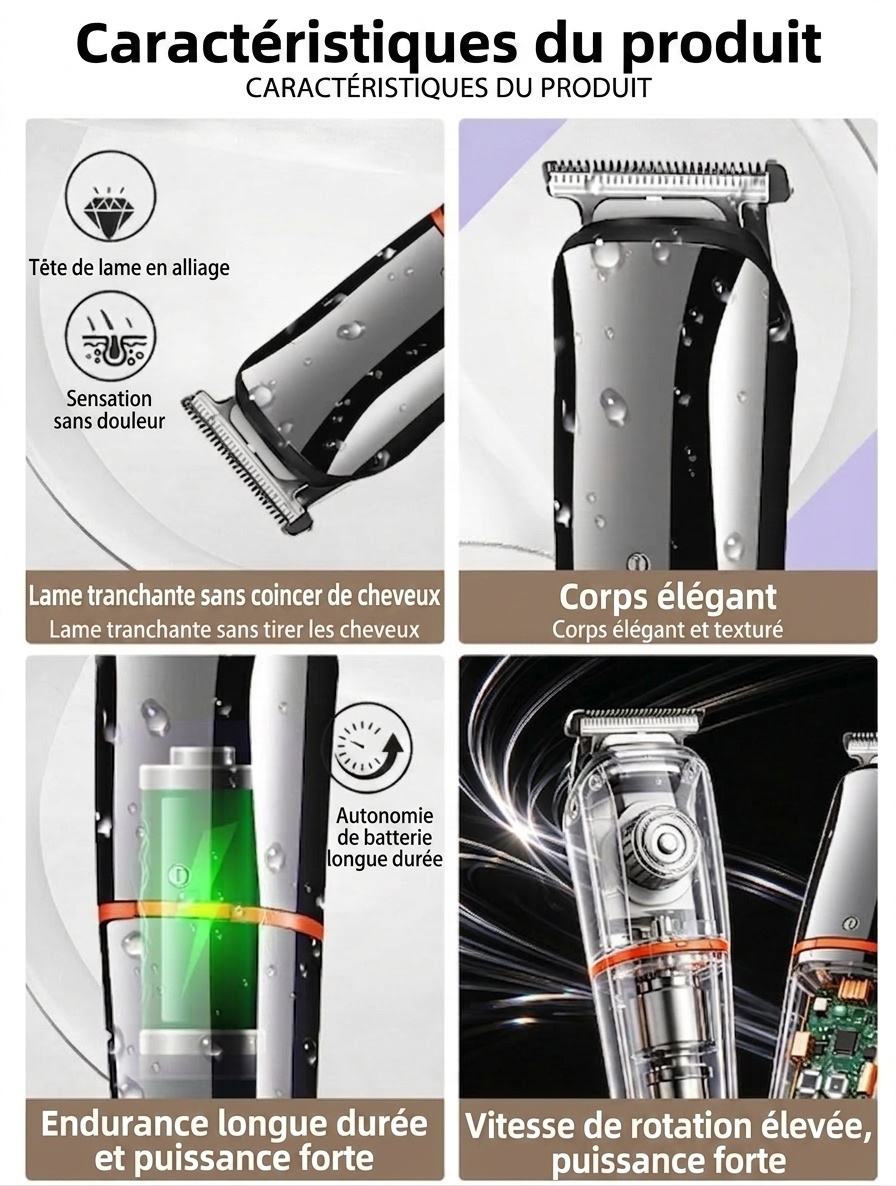 Kit de tondeuse et de soin électrique 5 en 1 professionnel pour hommes