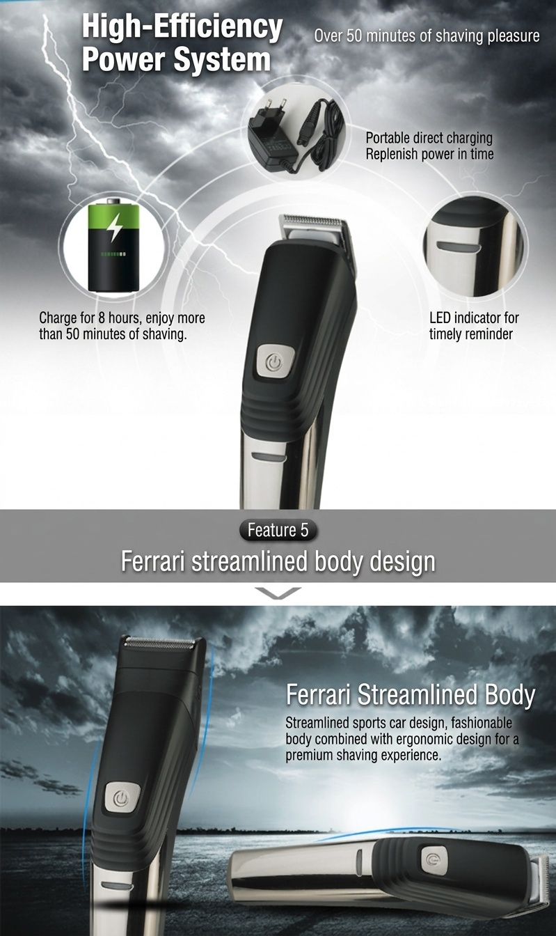 Men's Electric Hair Trimmer & Shaver Grooming Kit - Black