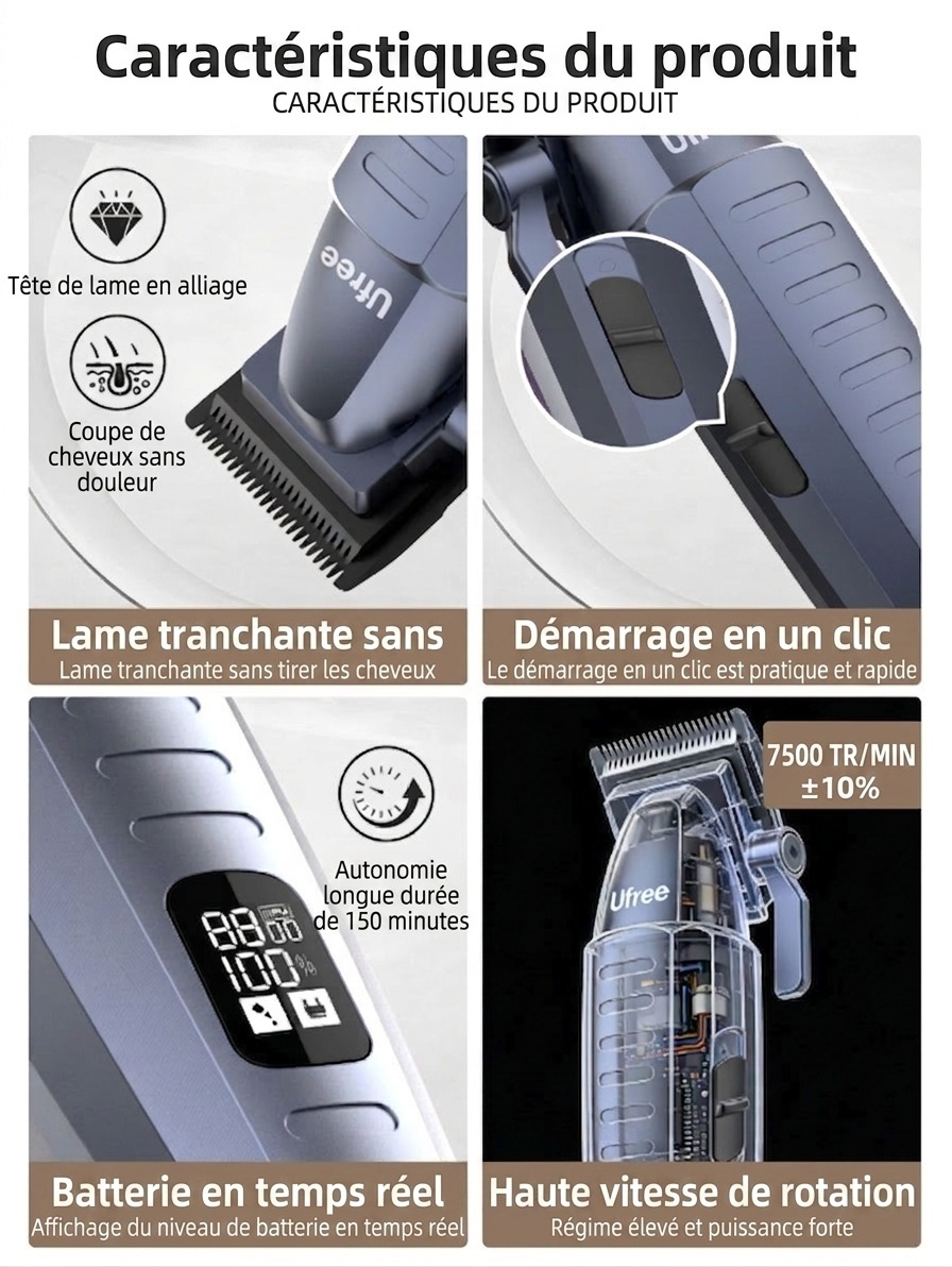 Tondeuse et rasoir de sécurité professionnels - Gris