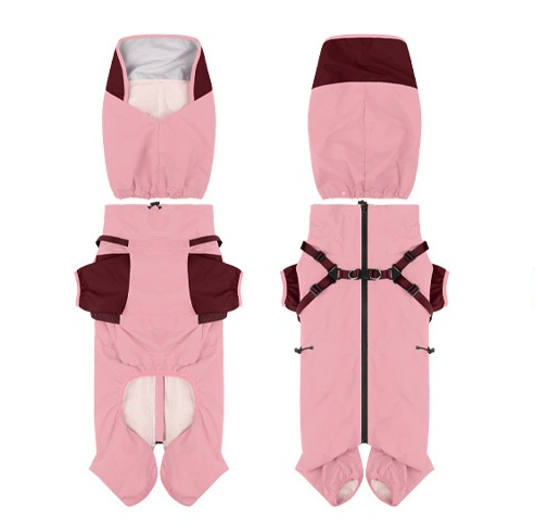 Waterproof Pet Raincoat Jumpsuit with Harness - All-Weather Dog Coat