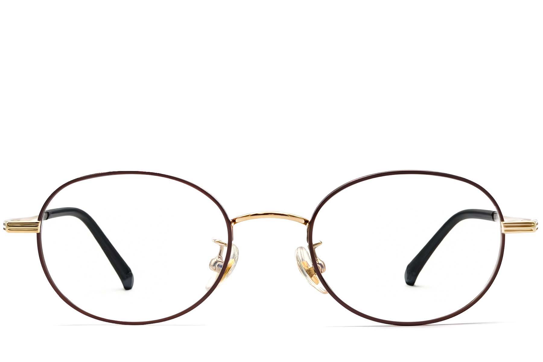 BS1913-0254_Brown_Oval_Titanium_Glasses_front