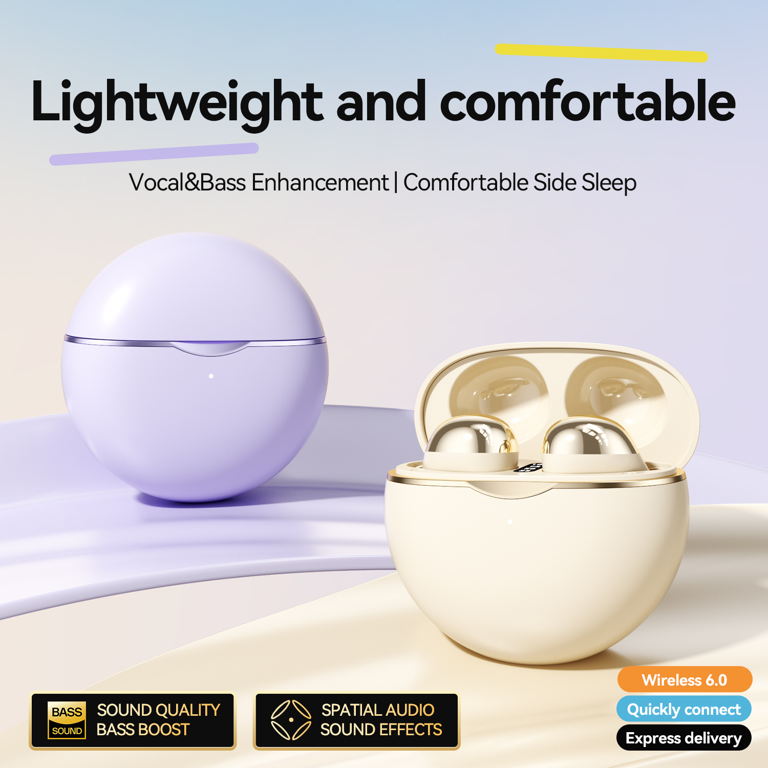 Petite Sleep TWS Wireless Earbuds with Bass Boost & Mic Model#M185