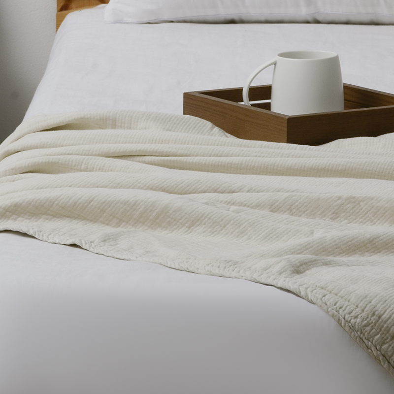 Thickened Lyocell Cotton Linen Blend Machine Washable Breathable Soft Throw Blanket