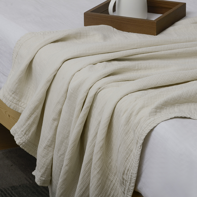 Thickened Lyocell Cotton Linen Blend Machine Washable Breathable Soft Throw Blanket
